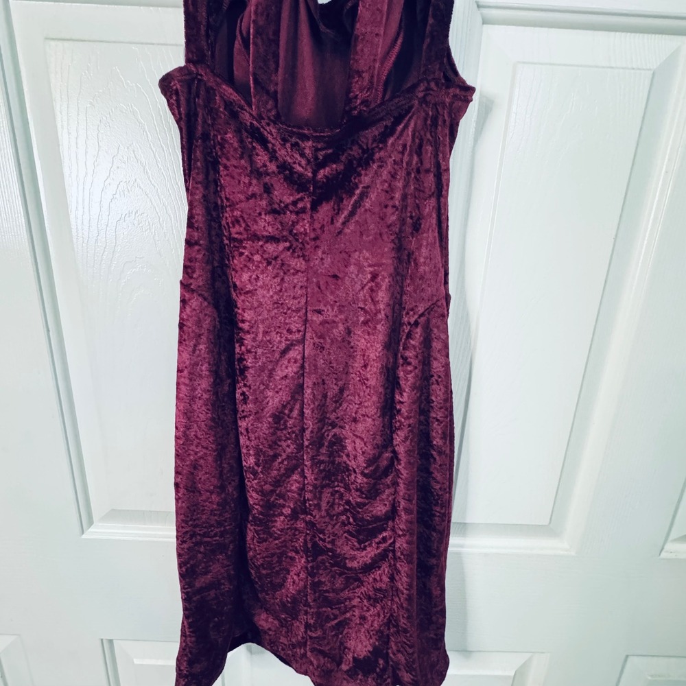 NWT VTG Carabella Y2K Crushed‎ Velvet High Neck Cutout Backless Midi Dress M - Picture 5 of 9